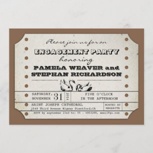 FIANÇAILLES vintage TYPOGRAPHE TICKET INVITATIONS