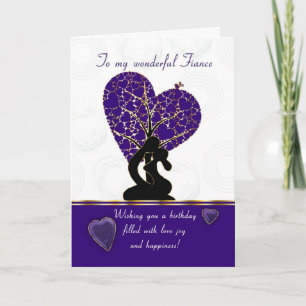 fiance carte d'anniversaire design moderne, violet
