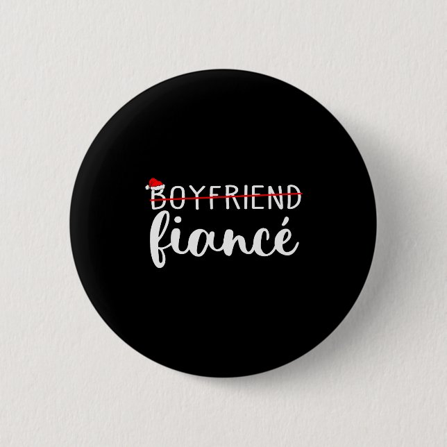 Fiance Fiancee Engaged Couples Matching Christmas  Button (Vorderseite)