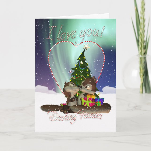 Fiancée Je T'Aime Carte De Noël Avec Loving Squi (Devant)