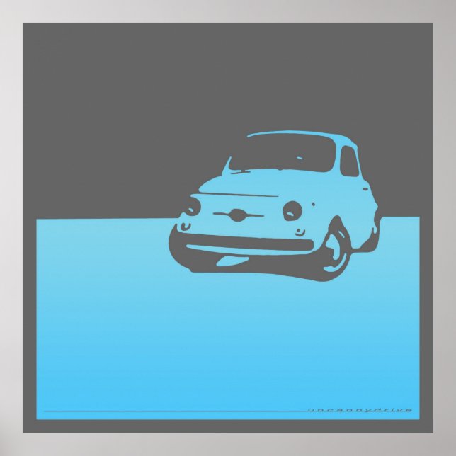 Fiat 500, 1959 - Light blue on gray Poster (Vorne)