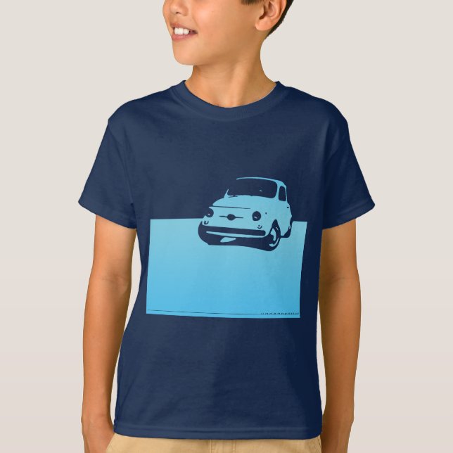Fiat 500, 1959 - lt-Blau auf dunklen Shirts (Vorderseite)