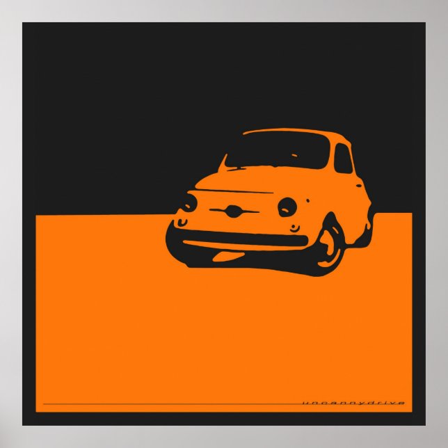 Fiat 500, 1959 - Orange auf schwarzem Poster (Vorne)