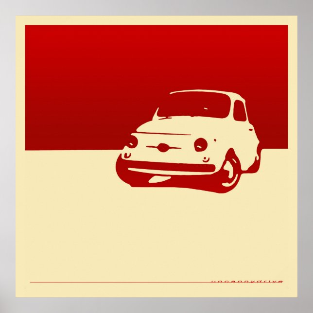Fiat 500, 1959 - Poster rouge sur crème (Devant)