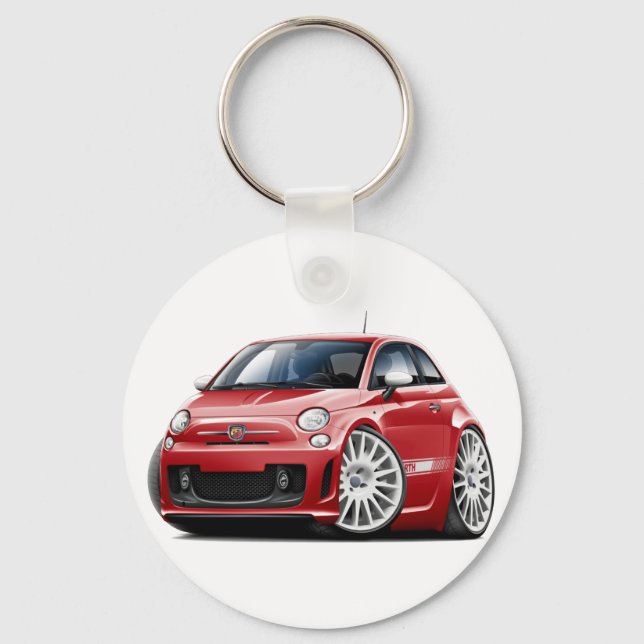 Fiat 500 Abarth Red Car Schlüsselanhänger (Vorderseite)