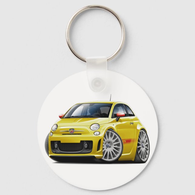Fiat 500 Abarth Yellow Car Schlüsselanhänger (Vorderseite)