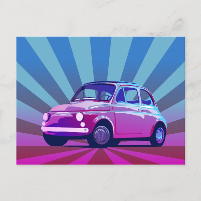 Fiat 500 Bunt Postkarte (Vorderseite)