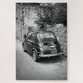FIAT 500 car in black and white