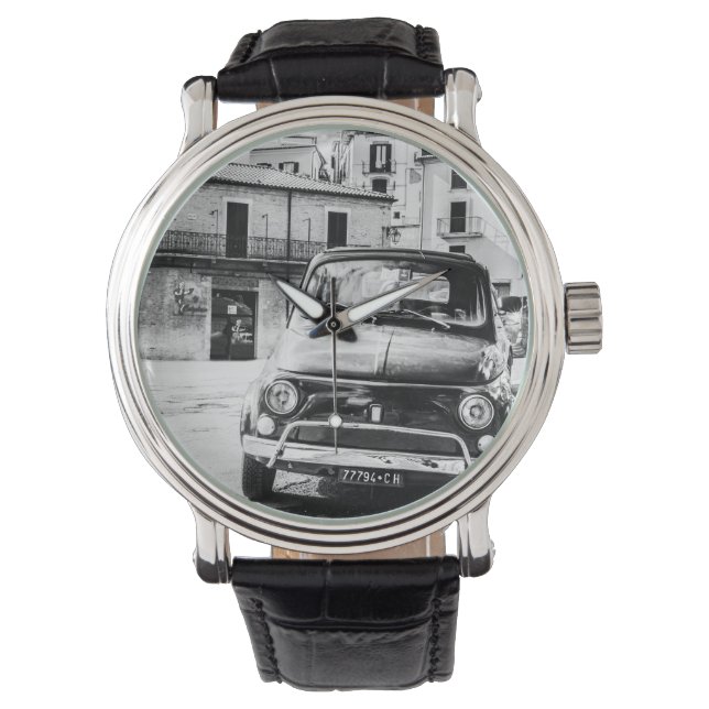Fiat 500, cinquecento in Italien, klassisches Auto Armbanduhr (Vorderseite)