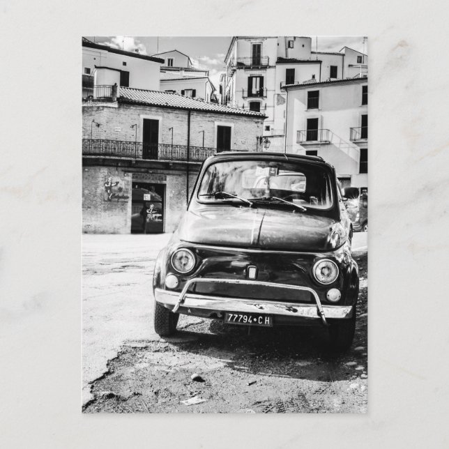Fiat 500, cinquecento in Italien, klassisches Auto Postkarte (Vorderseite)