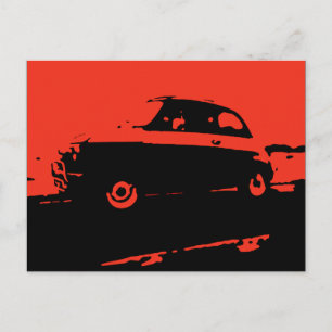 Fiat 500 classic - Rot auf dunkler Postkarte