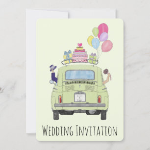 Fiat 500 Couple en faire-part de mariage automobil