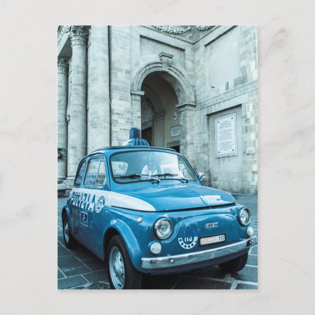 Fiat 500 Polizeiauto in Italien Postkarte (Vorderseite)