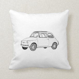 Fiat 500 Topolino Schwarzer und weißer Stift Zeic Kissen