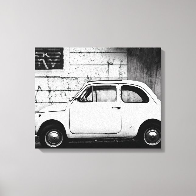 Fiat 500, Vintages Cinquecento in Italien Leinwanddruck (Vorderseite)