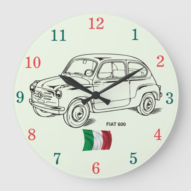 Fiat 600 Wall Clock Große Wanduhr (Vorderseite)