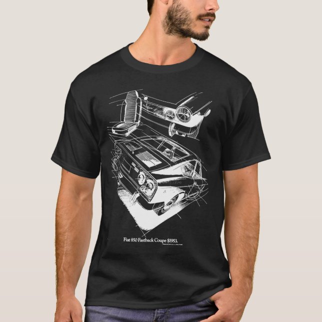 FIAT 850 white on black31 T-Shirt (Vorderseite)