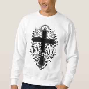 Fiat Lux - Verziertes Kreuz mit Tauben und Blumenm Sweatshirt