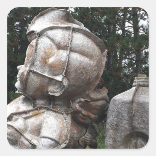 Fiberglas Friedhof Großer Junge und Milchkarton Quadratischer Aufkleber