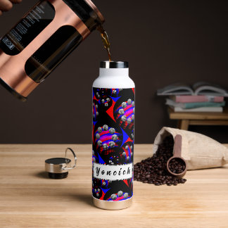 Fibonacci "Fish Schachbrett Black" von Kenneth Yon Trinkflasche