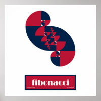 Fibonacci Red White and Blue II Riesiges Poster