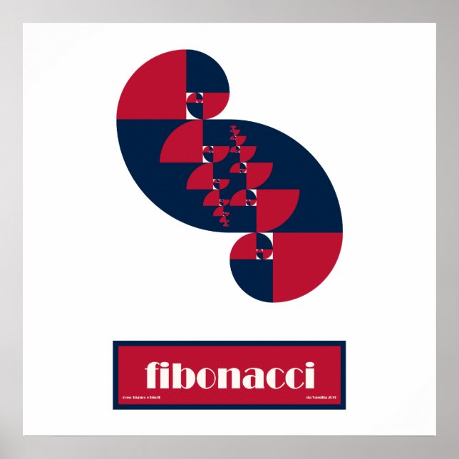 Fibonacci Red White and Blue II Riesiges Poster (Vorne)