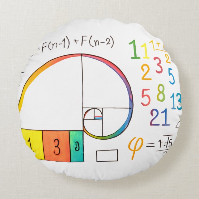 Fibonacci Sequence Math Pillow Rundes Kissen (Vorderseite)
