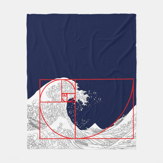 Fibonacci-Sequenz und die große Welle Fleecedecke (Vorderseite)