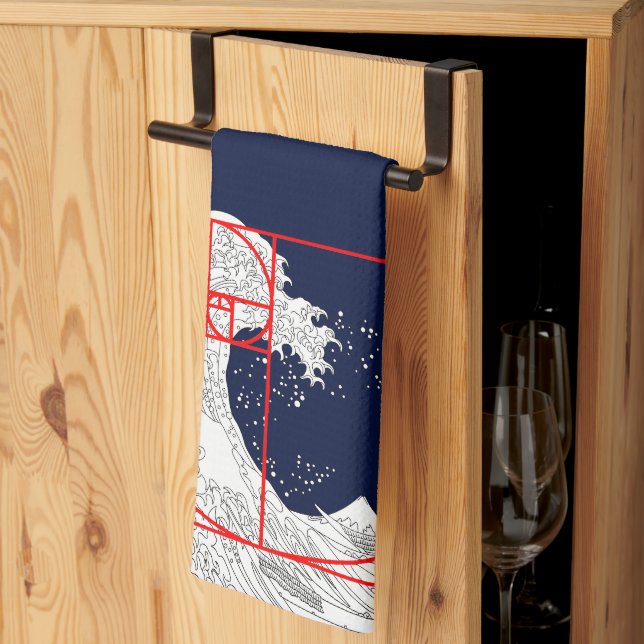 Fibonacci-Sequenz und die große Welle Geschirrtuch (Drittel gefaltet)