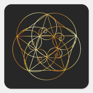Fibonacci Spiral - Die heilige Geometrie Quadratischer Aufkleber