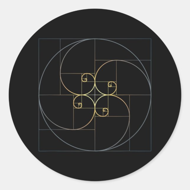 Fibonacci Spiral Golden Ratio Geometrie Runder Aufkleber (Vorderseite)