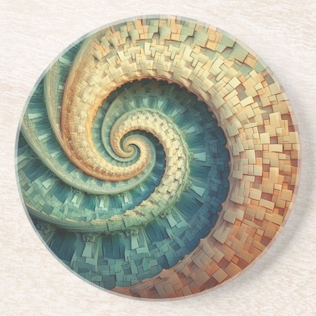 Fibonacci Spiral Sandstone Untersetzer (Vorne)