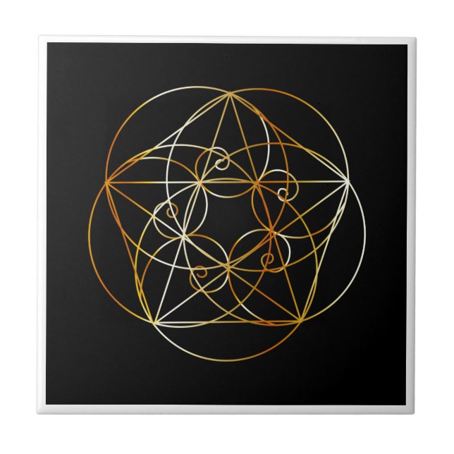 Fibonacci-Spirale die heilige Geometrie Fliese (Vorderseite)