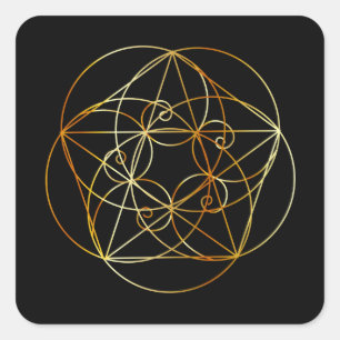 Fibonacci-Spirale die heilige Geometrie Quadratischer Aufkleber