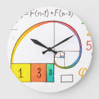 Fibonacci Spirale & Golden Ratio Math Mur Horloge