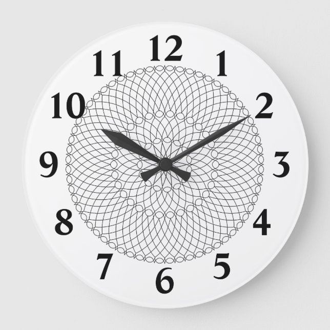 Fibonacci Spiralschleifen Große Wanduhr (Vorderseite)