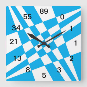 Fibonacci-Uhr w/numbers Quadratische Wanduhr