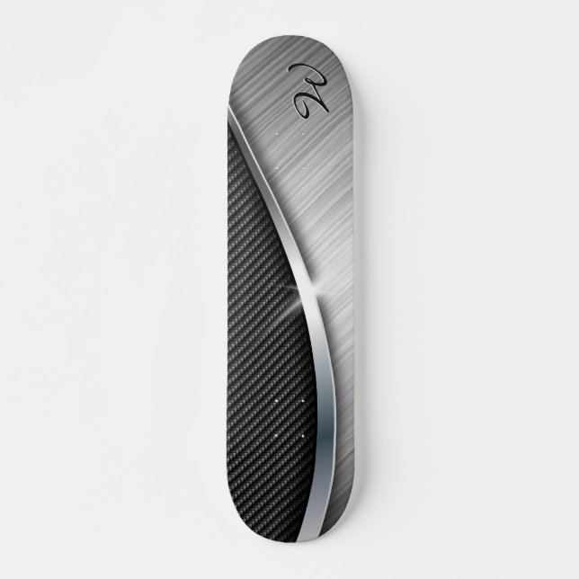 Fibre de carbone et métal brossé 4 skateboard (Devant)