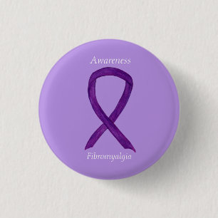 Fibromyalgia Awareness Ribbon Custom Art Button