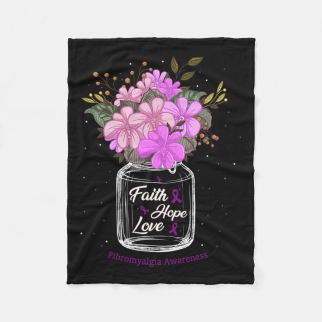 Fibromyalgia Faith Liebe Hoffnung Blume Jar Bewuss Fleecedecke (Vorderseite)