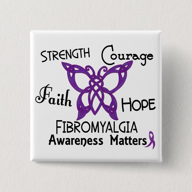 Fibromyalgia-keltischer Schmetterling 3 Button (Vorderseite)