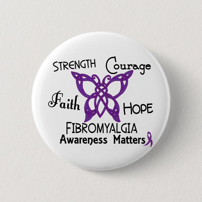 Fibromyalgia-keltischer Schmetterling 3 Button (Vorderseite)