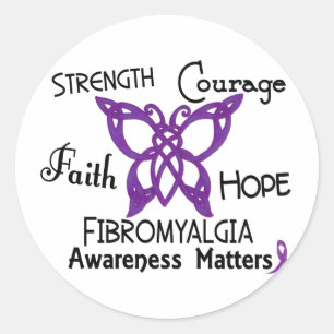 Fibromyalgia-keltischer Schmetterling 3 Runder Aufkleber