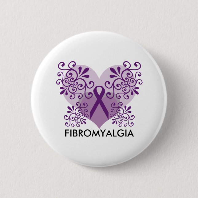 Fibromyalgia-lila Band mit Schmetterling Button (Vorderseite)