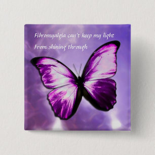 Fibromyalgia-lila Schmetterlings-Quadrat-Knopf Button