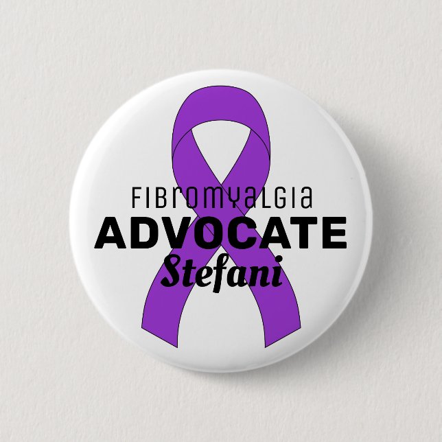 Fibromyalgie Advocate Ribbon weiße Taste Button (Vorderseite)
