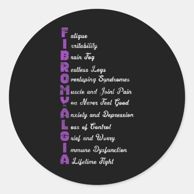 Fibromyalgie bedeutet chronische Schmerzen Fibro F Runder Aufkleber (Vorderseite)