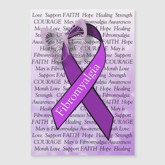 Fibromyalgie Bewusstsein Butterfly Ribbon Magnet (Vorderseite)