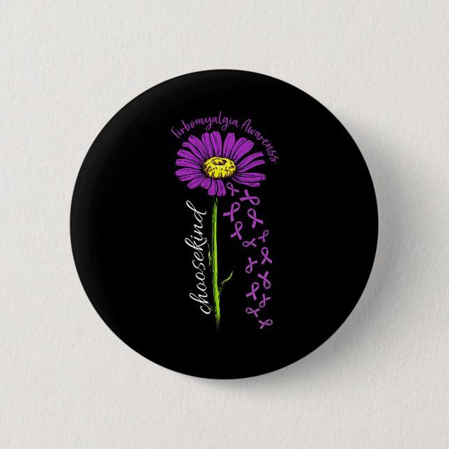 Fibromyalgie Bewusstsein Daisy Blume Untergang Ban Button (Vorderseite)