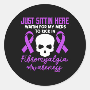 Fibromyalgie Bewusstsein Fibro Krieger Lila Band Runder Aufkleber
